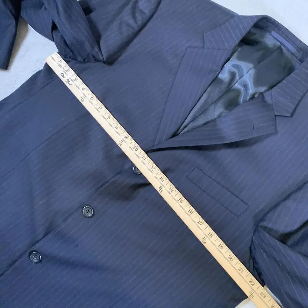Burberry London Blazer Men's Sport Coat Size 44L Blue 100% Wool Formal Business‎